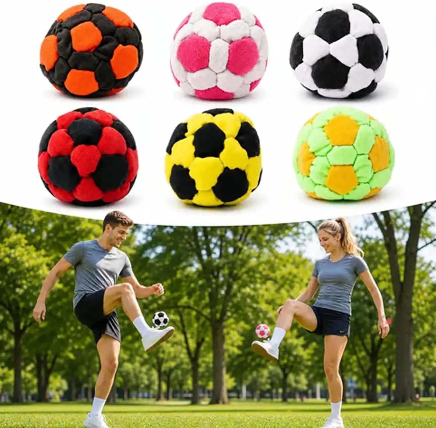 Ruziyoog Hacky Sack, Handmade Crochet Footbag Juggling Balls for Adults Beginners Outdoor Party