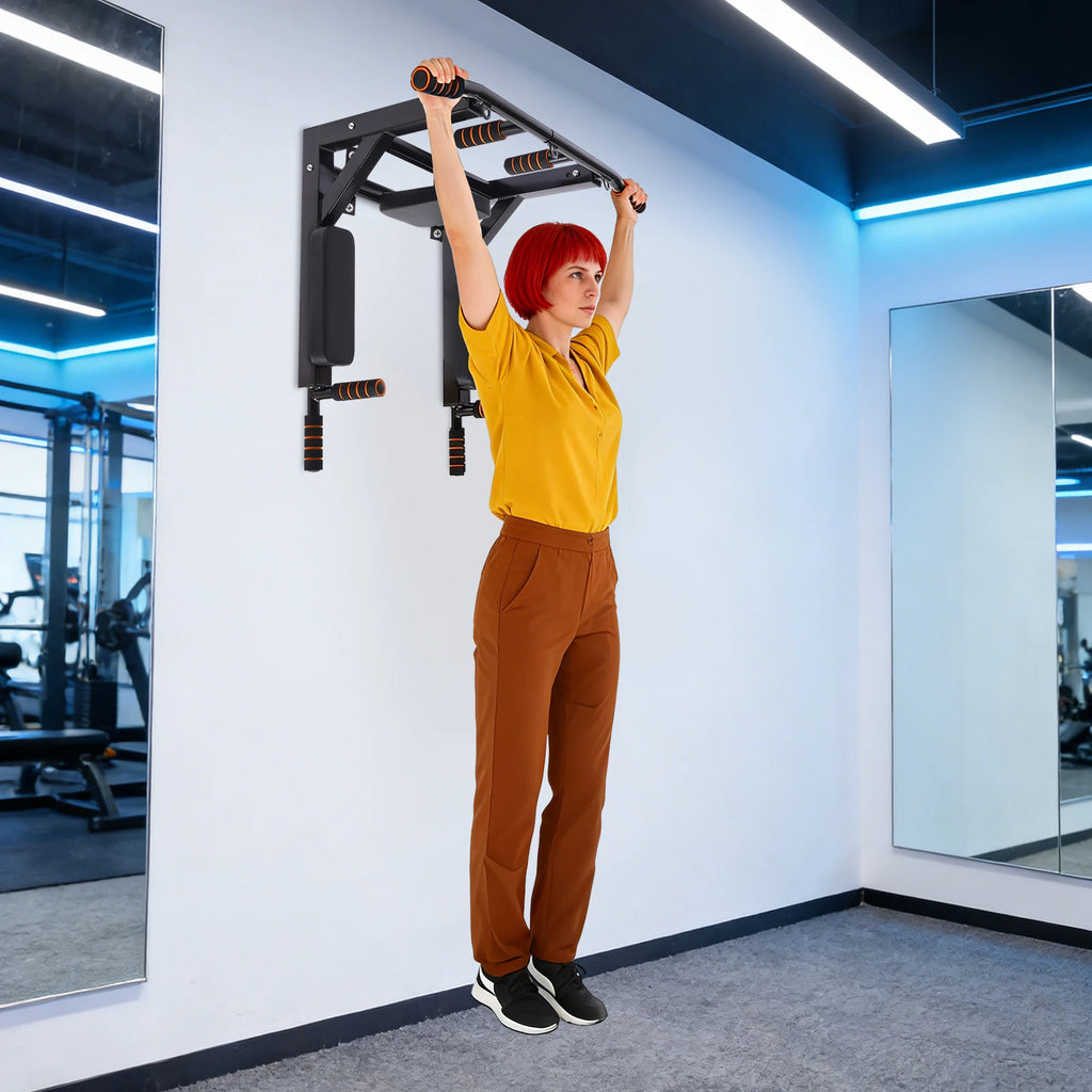 Wall-Mounted Pull Up Bar & Dip Station – 440lb Capacity Home Gym