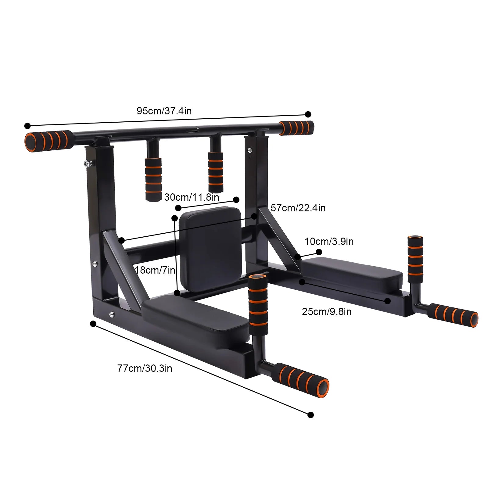 Wall-Mounted Pull Up Bar & Dip Station – 440lb Capacity Home Gym